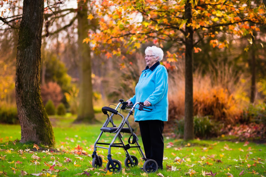 Woman pushing walker image