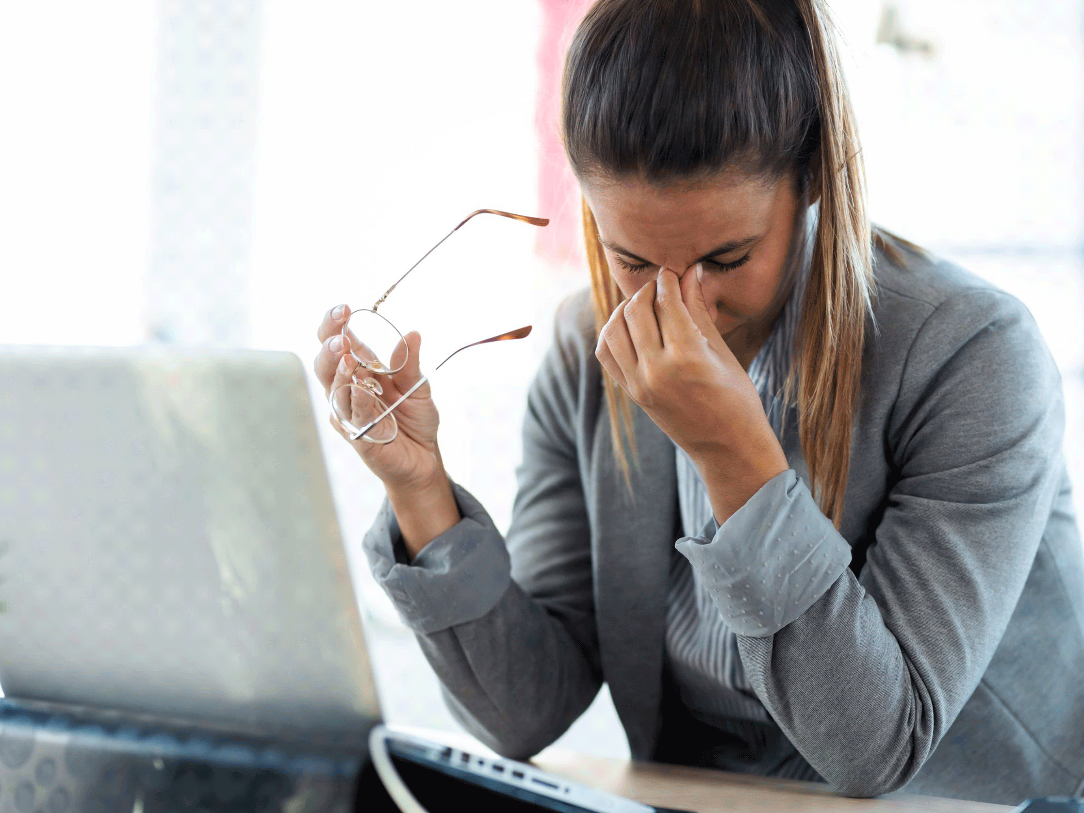 A woman having a migraine